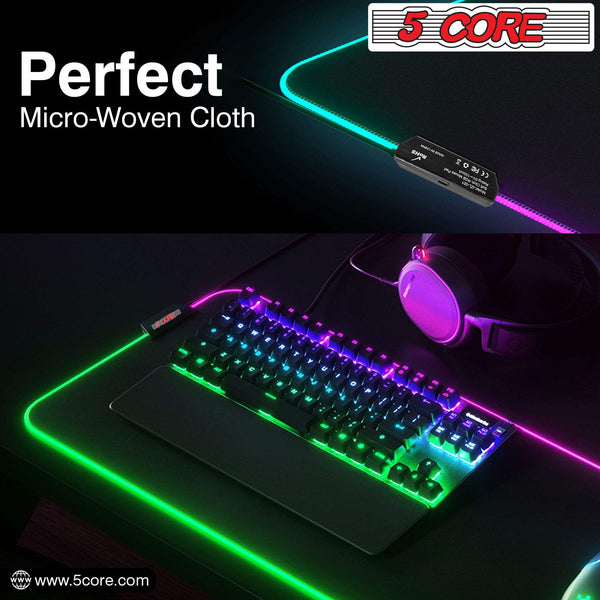 UrbanPulse RGB Gaming Mouse Pad – 12 LED Light Modes, Non-Slip Rubber Base, Spill-Resistant Surface, Stitched Edges, Precision Mouse Pad for Gaming & Office